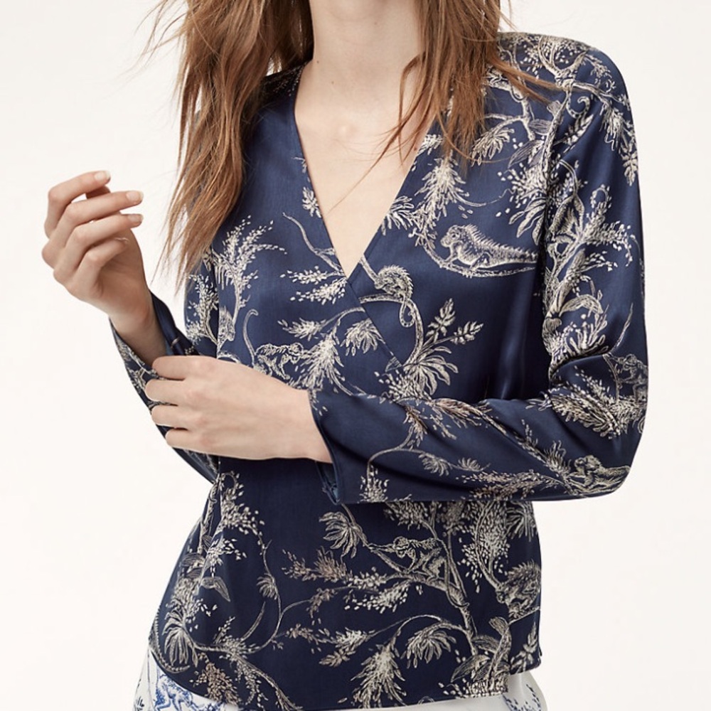 Little Moon Navy and Silver Warp Blouse